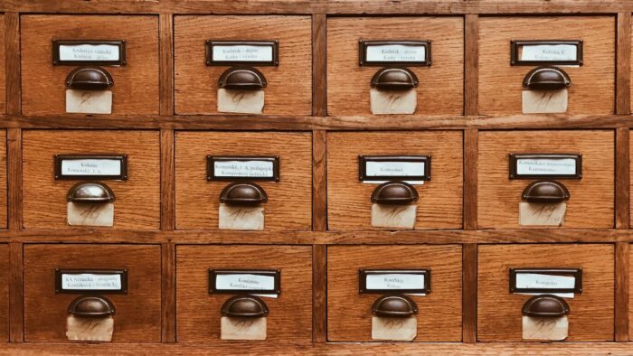 A set of old-fashioned data drawers