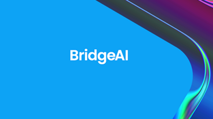 Abstract image saying BridgeAI in the centre