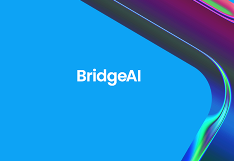 Abstract image saying BridgeAI in the centre