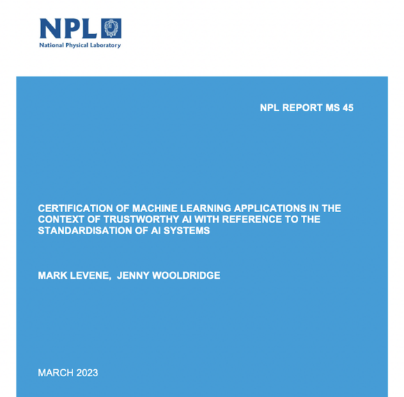 New NPL publication on the certification of machine learning applications