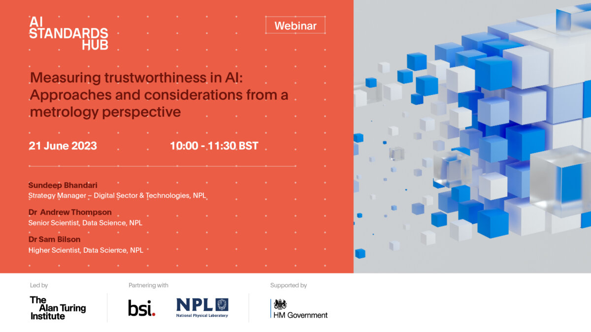 Upcoming event – Measuring trustworthiness in AI: Approaches and considerations from a metrology perspective